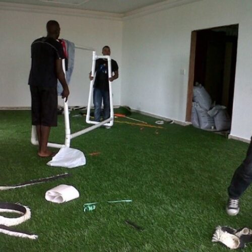 Cancha de fútbol dentro del apartamento